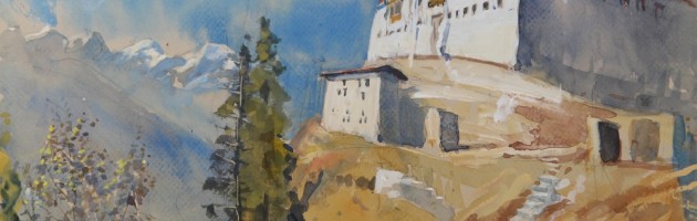 Paro Dzong watercolour 26x36cm £650