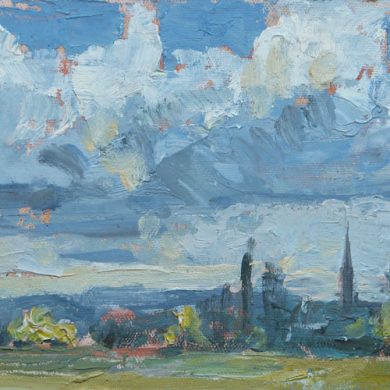 Salisbury Cathedral, oil £450