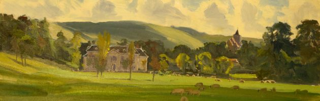 Firle Place evening oil 26x61c£1200