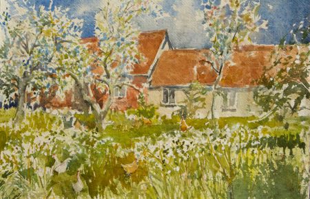Orchard in spring w_c 29x40cm £500