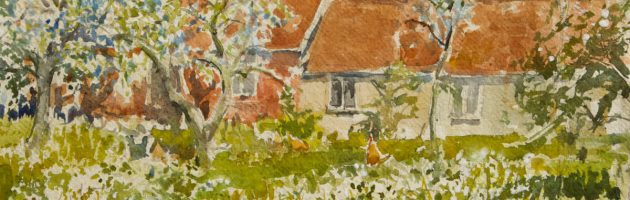 Orchard in spring w_c 29x40cm £500