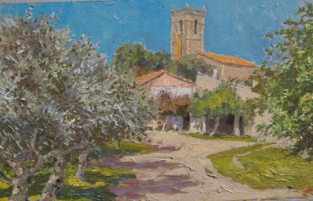 Catalonian village oil 23x36cm £500